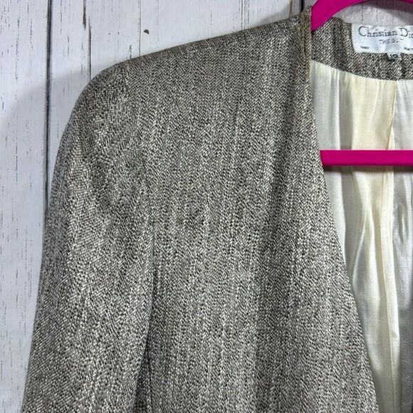 Vintage Christian Dior Womens Tan Brown Neutral Longline Classic Blazer Jacket - Picture 2 of 16